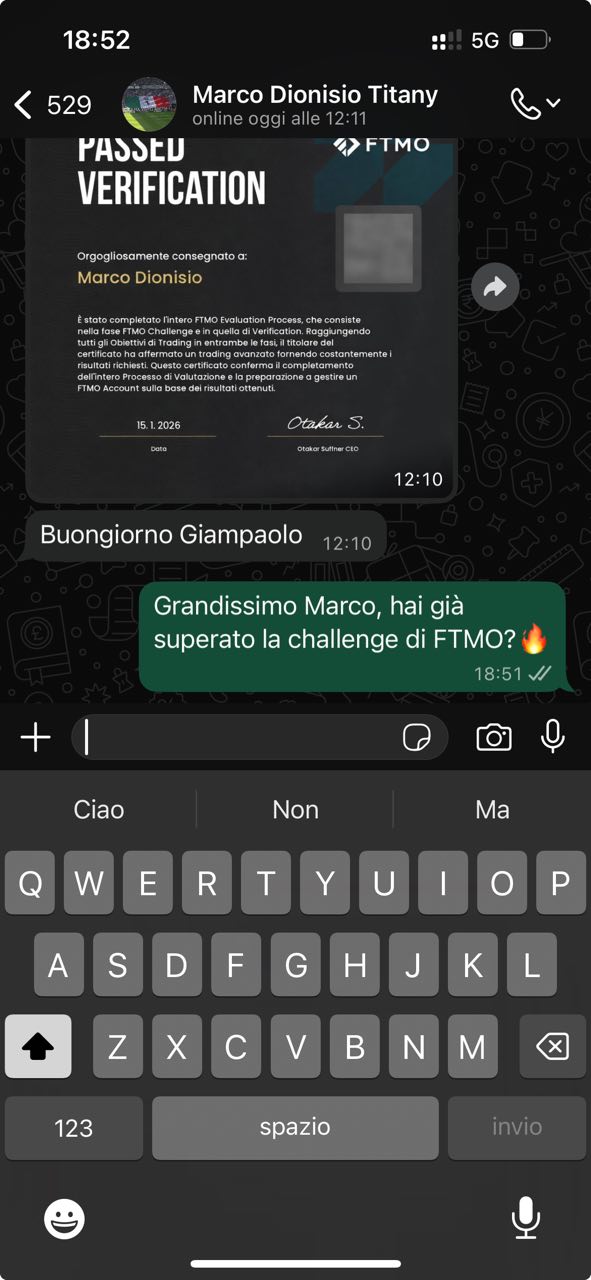Screenshot risultati cliente