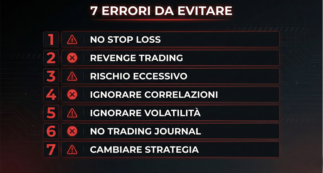 errori comuni gestione rischio trading da evitare